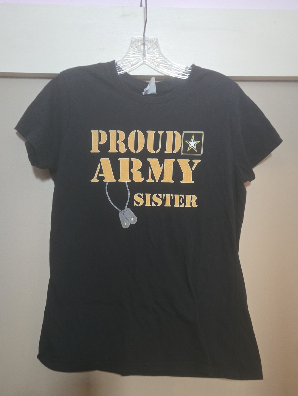 Proud Army Sister Short Sleeve Tee - Black